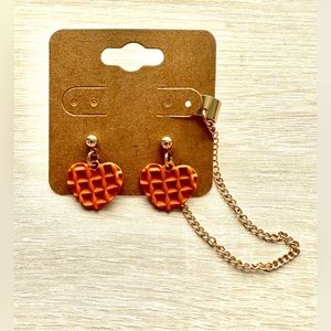 Heart Waffle cuff earrings